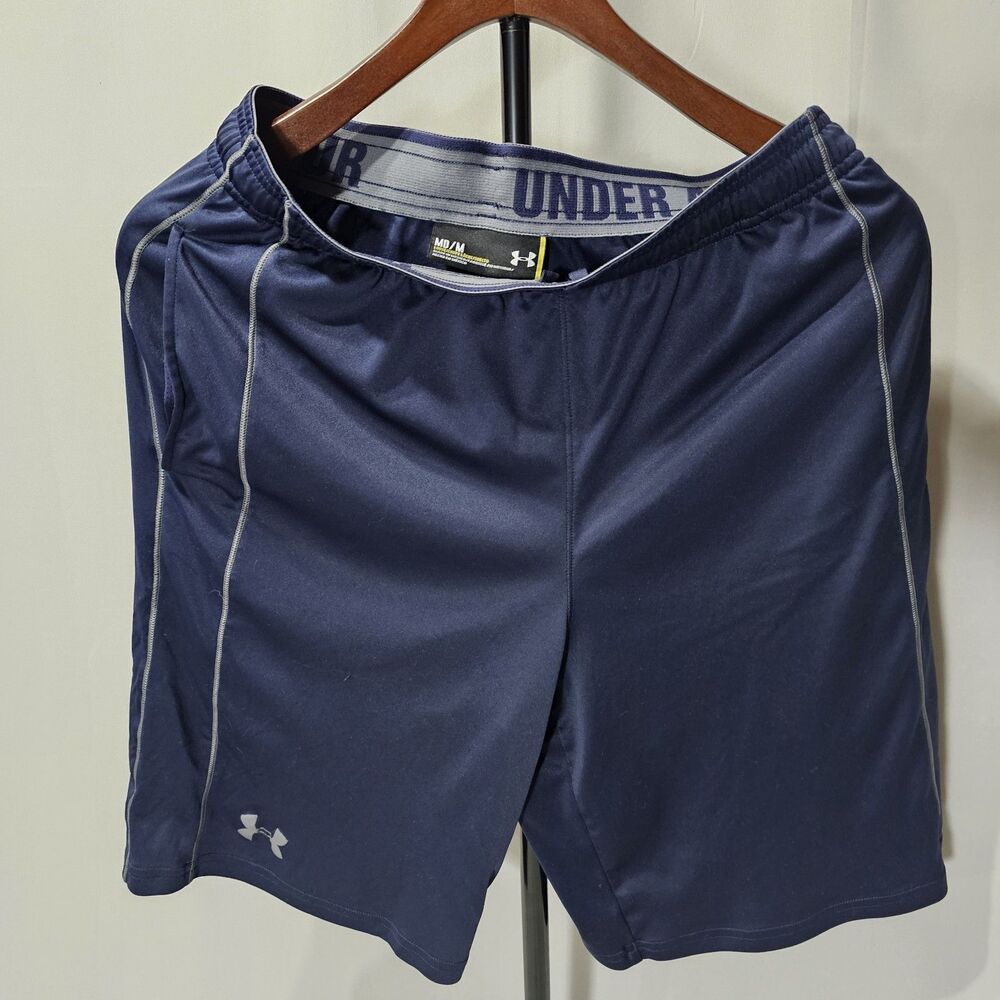 Under Armour Shorts Mens M Blue Loose 10" Inseam Heat Gear Running Athletic Gym